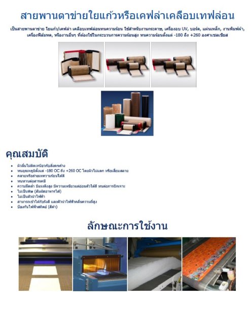 สายพานตาข่ายใยแก้วหรือเคฟล่าเคลือบเทฟล่อน
