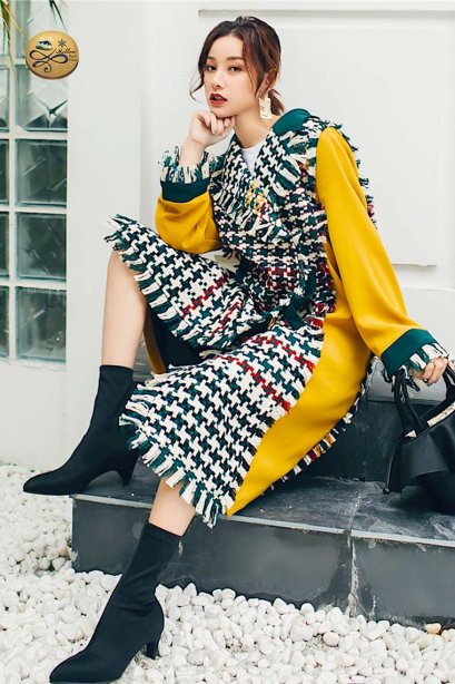 เช่าเสื้อโค้ทผู้หญิง รุ่น  Amarelo Puro and Purpura plaid Coats  0911GCT627FAGNXL1