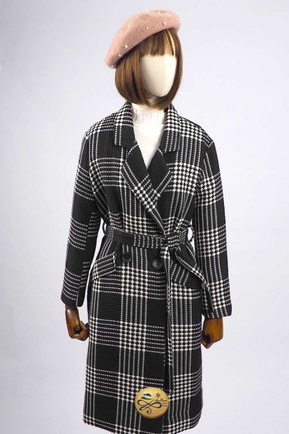เช่าเสื้อโค้ทผู้หญิง รุ่น Grease and white flour Plate wrap Coat  902GCL061FABKM1