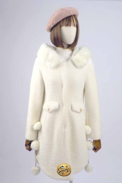 เช่าเสื้อโค้ทผู้หญิง รุ่น  Hoodie Faux Mink Bleached Coral Coat  902GCL235FAWHS1