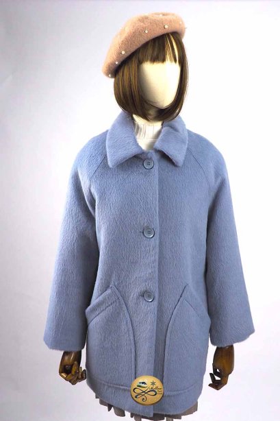 เช่าเสื้อโค้ทผู้หญิง รุ่น  Faux Mink Fluffy Blue Flower Pea Coat  902GCL277FABLXL1