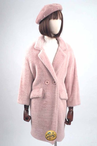เช่าเสื้อโค้ทผู้หญิง รุ่น  Faux Mink Fluffy  Misty Rose Swing Double Breasted Coat   902GCL281FAPKXL1