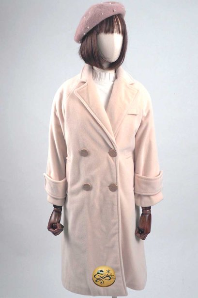 เช่าเสื้อโค้ทผู้หญิง รุ่น Light Peach Swing Double Breasted Velvet Coat	902GCL293FACRM1