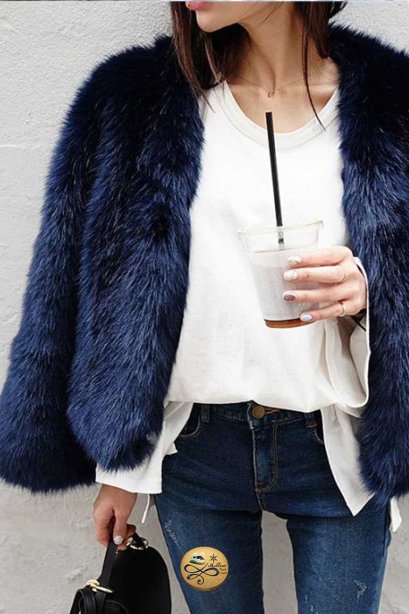 เช่าแจ็คเก็ตเฟอร์ รุ่น Fur Faux Prussian Blue jacket	909GJF536FANAL1