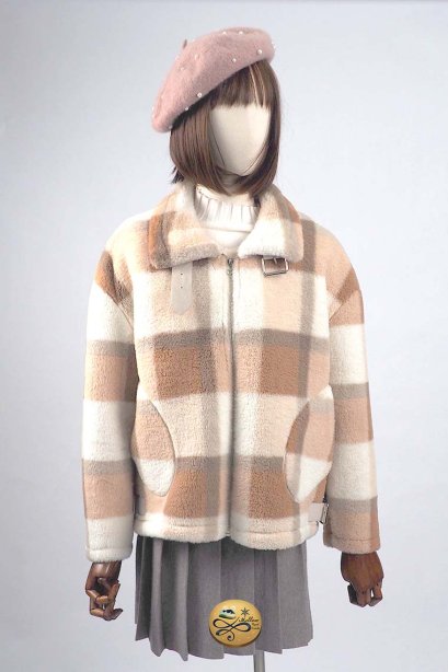 เช่าเสื้อโค้ทผู้หญิง รุ่น  Faux Suede Sun Dress &amp; Amber Brown Madras Jacket Coat   902GJS236FABRF1