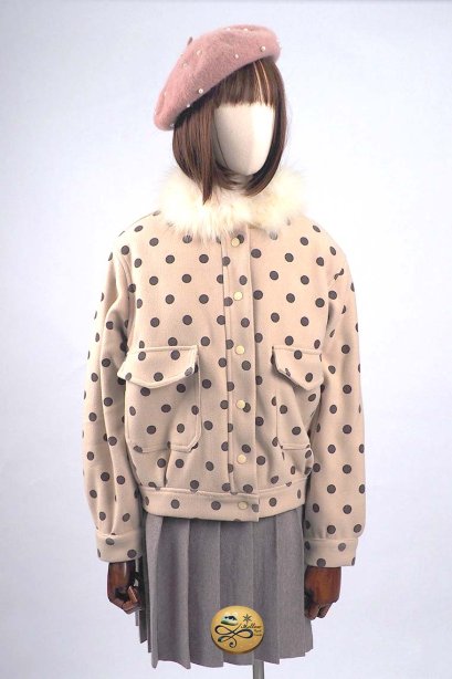 เช่าเสื้อโค้ทผู้หญิง รุ่น   Fur Faux Chantilly Lace Pokka dot jacket  905GJS434FABRL1