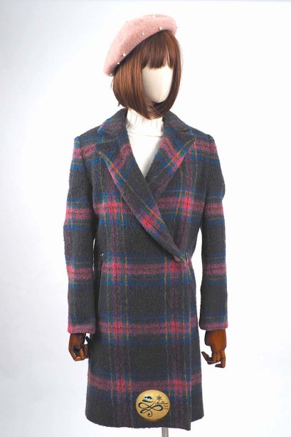 เช่าเสื้อโค้ทผู้หญิง รุ่น Purple Rich Rose Plaid Straight Coat  902GCL115FABKS1