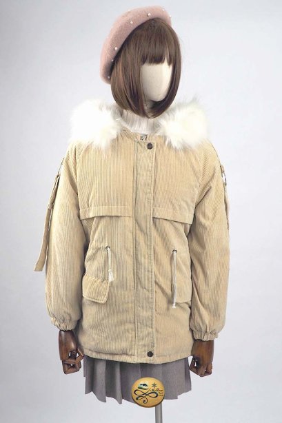 เช่าเสื้อโค้ทผู้หญิง รุ่น  Hoodie Fur Faux Sun Dress Corrugated Parka   902GJL220FACRXL1