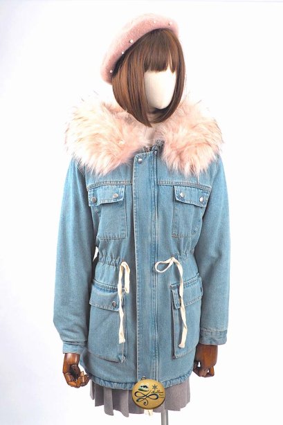 เช่าเสื้อขนเป็ด รุ่น  Fur Faux Denim Parka  904GJY362FABLXL1