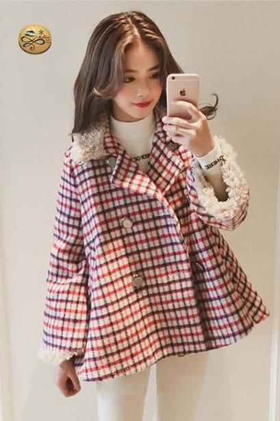 เช่าเสื้อโค้ทผู้หญิง รุ่น  British Red &amp; Steeple White Plaid Mantel Coat  905GCS422FARES1