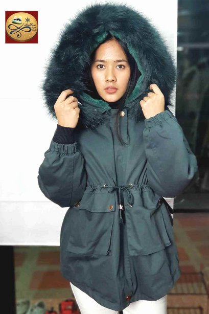 เช่าเสื้อกันหนาว รุ่น Night of Navy Fur Hooded Down Jacket  0911GCL630FAGN3XL1