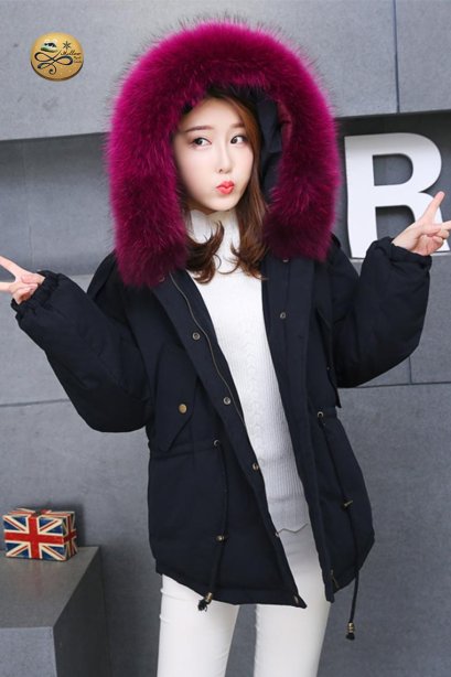 เช่าเสื้อขนเป็ดรุ่น Obsidian Fur Hooded Down Jacket  0909GCL518DSBK6XL1