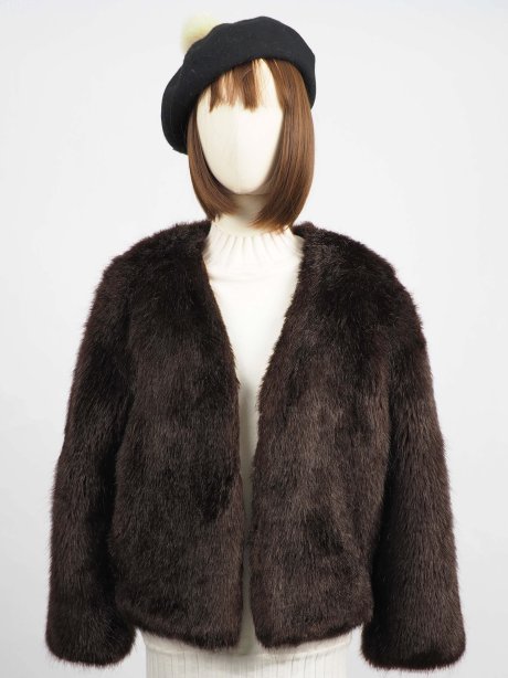 เช่าแจ็คเก็ตเฟอร์ รุ่น Fur Faux Chocolate jacket   909GJF539FABRM1