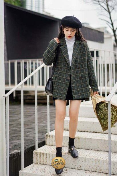 เช่าโค้ทบาง ผู้หญิง รุ่น Grayish Olive Pea Coat	0908GCL484FAGN
