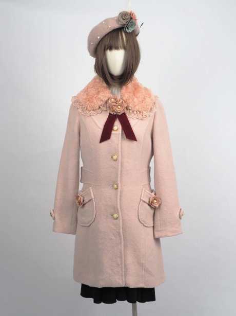 เช่าเสื้อโค้ทผู้หญิง รุ่น Fox Fur Collar Orchid Pink Swing Coat	2009GCL831FAPK1