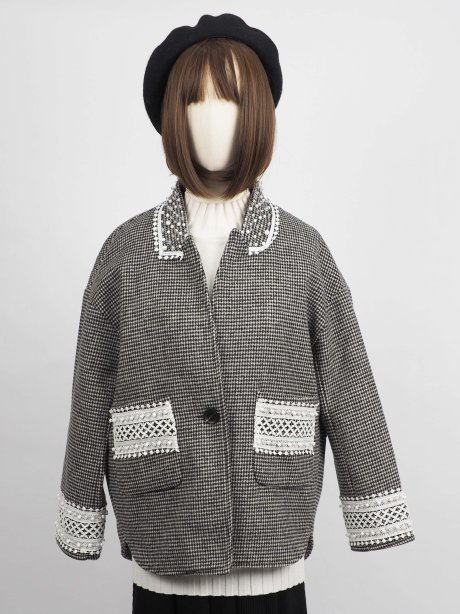 เช่าเสื้อกันหนาวเซต รุ่น  Obsidian Gingham Pea Jacket  902GCS286FABWL1