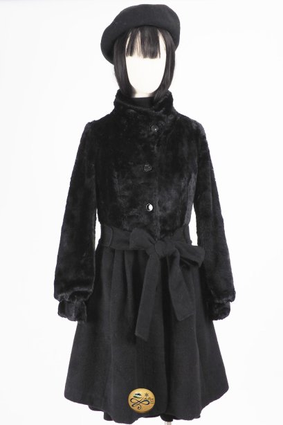 เช่าเสื้อโค้ทผู้หญิง รุ่น Fur Rust Oleum Flat Black Princess Coat   2006GCL783FABK1
