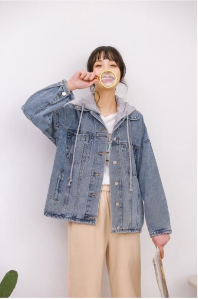 เช่าเสื้อขนเป็ดรุ่น   Denim Zip Up Hoodie 	903GJY325FABLF