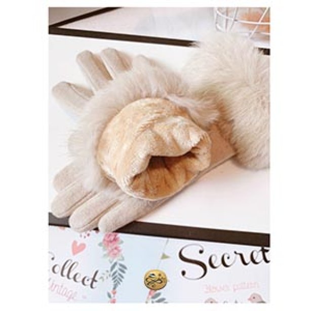 GL-017 ถุงมือกันหนาวบุขนแต่งเฟอร์ทัชสกรีน