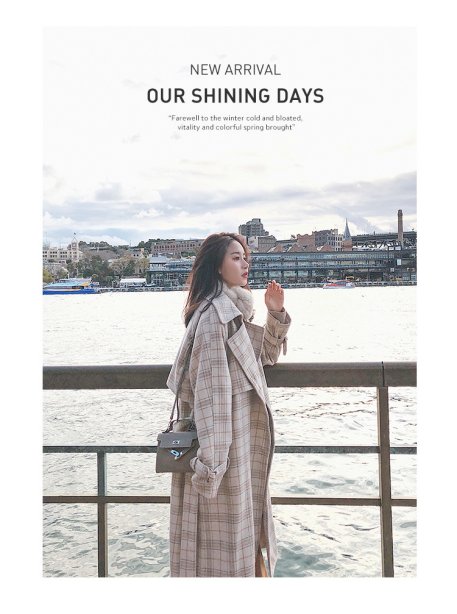 เช่าเสื้อโค้ทผู้หญิง รุ่น  Simply white and revere pewter Plaid Coats	0909GCL505FABR