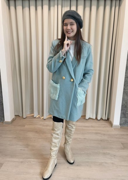 เช่าเสื้อโค้ทผู้หญิง  รุ่น Aspen Green Double Breasted Coat	2103GCL997FAGN1