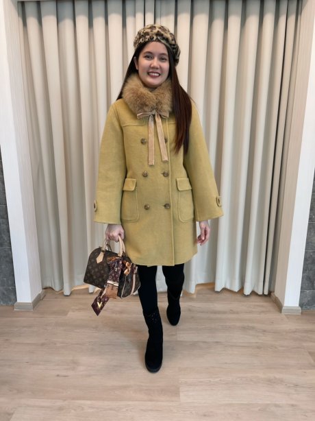 เช่าเสื้อโค้ทผู้หญิง รุ่น  Chicory Coffee Double Breasted Coat	2101GCL930FABR1