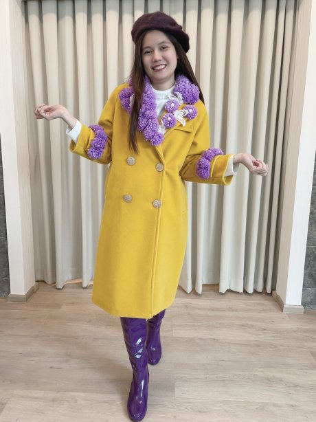 เช่าเสื้อโค้ทผู้หญิง รุ่น *** Limited Edition ***  Marigold Swing Double Breasted Velvet Coat   902GCL295FAYEL1