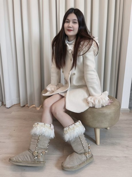 เช่าเสื้อโค้ทผู้หญิง  รุ่น *** Limited Edition ***  Cannoli Cream Double Breasted Coat	2107GCL1227FACR1