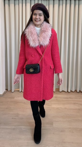 เช่าเสื้อกันหนาว รุ่น Pink Yarrow Single Breasted Coat	2108GCF1408FAPK1