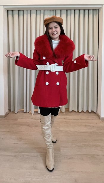 เช่าเสื้อโค้ทผู้หญิง  รุ่น*** Limited Edition ***  Equestrian Red Double Breasted Coat	2103GCL998FARE1