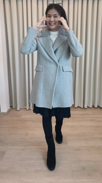 เช่าเสื้อโค้ทผู้หญิง  รุ่น Lilac gray Double Breasted Coat	2107GCL1353FAGY1