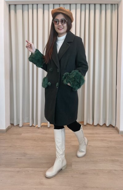 เช่าเสื้อโค้ทผู้หญิง   รุ่น  Darkest Hour Double Breasted Coat	2101GCL920FABK1