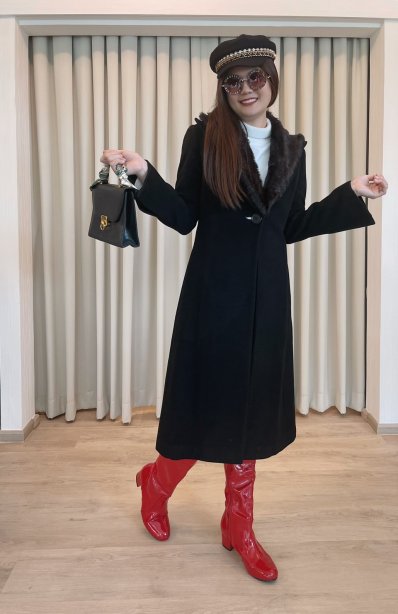 เช่าเสื้อโค้ทผู้หญิง รุ่น Fox Fur collar Midnight Sky Coat   2006GCL727FABK1