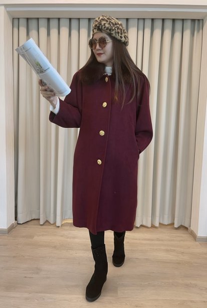 เช่าเสื้อโค้ทผู้หญิง  รุ่น  " Magenta and Boysenberry Single Breasted Coat"	2101GCL869FARE1