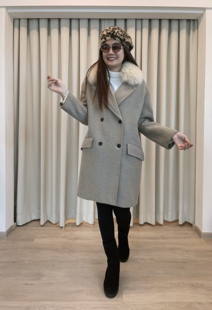 เช่าเสื้อโค้ทผู้หญิง  รุ่น  Classic French Gray Double Breasted Coat	2101UCL900FAGY1
