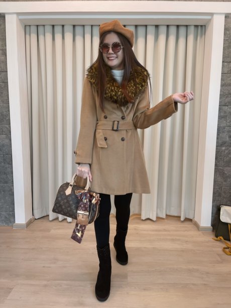 เช่าเสื้อกันหนาว รุ่น  Maraipan Brown Double Breasted Coat	2109GCL1622FABR1