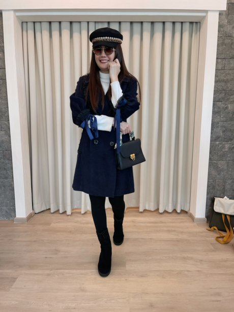 เช่าเสื้อโค้ทผู้หญิง รุ่น Evening Blue Straight Cut Double Breasted Coat	2009GCL839FANA1