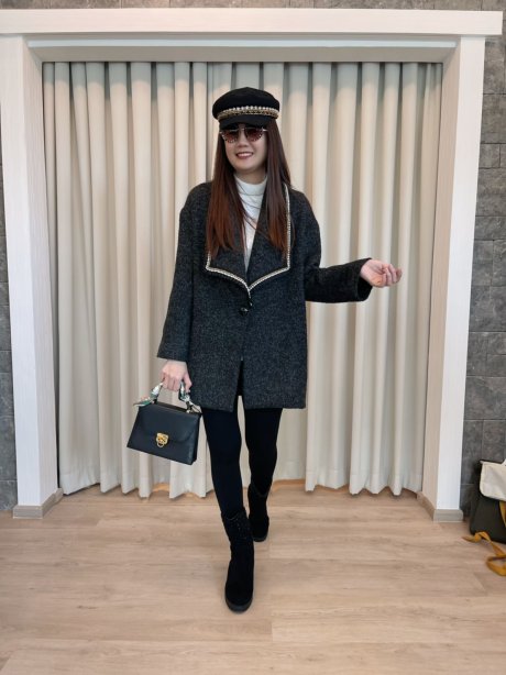 เช่าเสื้อโค้ทผู้หญิง  รุ่น  Darkest Hour Single Breasted Coat	2101MCL923FABK1