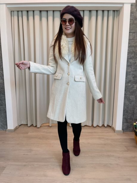 เช่าเสื้อโค้ทผู้หญิง  รุ่น  Cannoll Cream Single Breasted Coat	2107GCL1359FACR1
