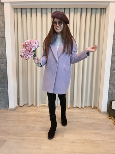 เช่าเสื้อโค้ทผู้หญิง  รุ่น  Sand Verbena Purple Single Breasted Coat	2107GCL1131FAPP1