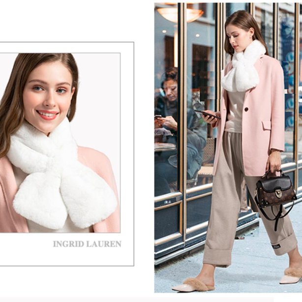 SC-014 ผ้าพันคอขนกระต่ายเทียมสไตล์เกาหลี  