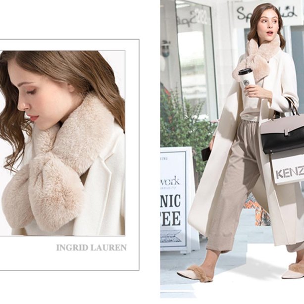 SC-015 ผ้าพันคอขนกระต่ายเทียมสไตล์เกาหลี  