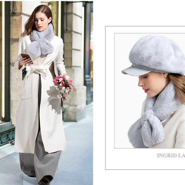 SC-012 ผ้าพันคอขนกระต่ายเทียมสไตล์เกาหลี  