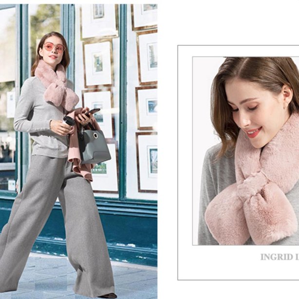 SC-013 ผ้าพันคอขนกระต่ายเทียมสไตล์เกาหลี  