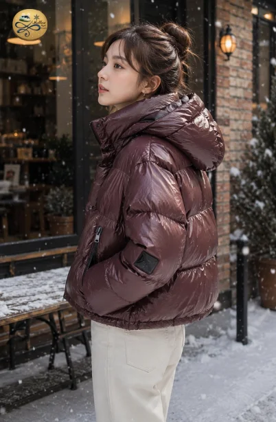 เช่าเสื้อกันหนาว รุ่น Chocolate Gloss Hooded Puffer Jacket WINTERCLOTHFA0105