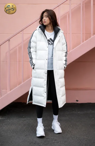 เช่าเสื้อโค้ทขนเป็ด White Long Down 600 Hooded Winter Coat WINTERCLOTHFA0184