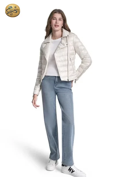 เช่าเสื้อกันหนาว รุ่น DKNY Moto Style Lightweight Puffer Jacket  WINTERCLOTHFA0152 / WINTERCLOTHFA0153