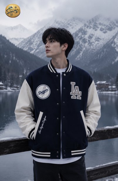 เช่าเสื้อแจ็กเกต Navy & Cream Los Angeles Dodgers Varsity Jacket WINTERCLOTHFA0112