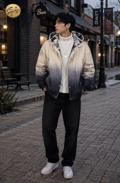 เช่าเสื้อกันหนาว รุ่น Plus Size Hooded Padded Parka Jacket – Cream & Black WINTERCLOTHFA0284