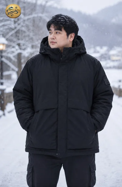 เช่าเสื้อกันหนาว Men's Black Hooded Winter Parka WINTERCLOTHFA0125